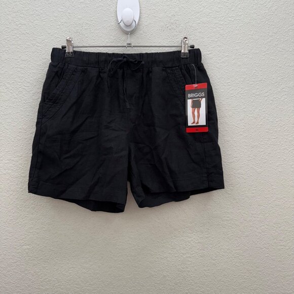 Briggs Black Linen Blend Pull On Shorts w Pockets 1665534 Womens size Medium NEW - Picture 1 of 9